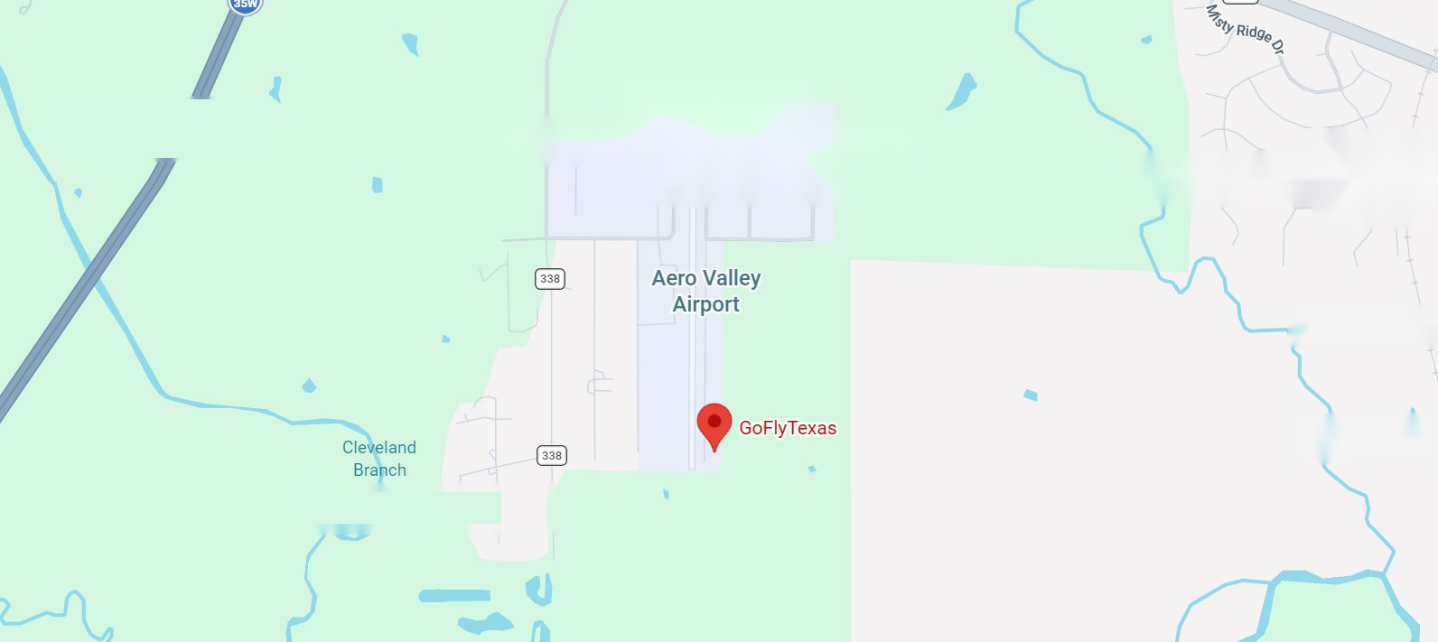 Map showing GoFlyTexas at Aero Valley Airport